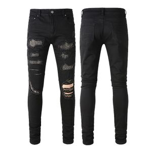 AIPA Dropshipping Ripped Distressed Leather Star Patch Designer Mens Denim Jeans