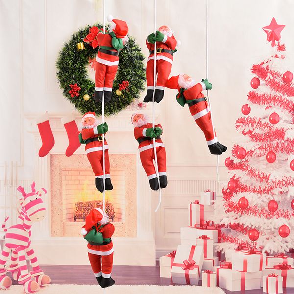 Wholesale classic Santa claus climbing on rope ladder Christmas Ornament for Xmas Tree Indoor Outdoor Hanging Ornament
