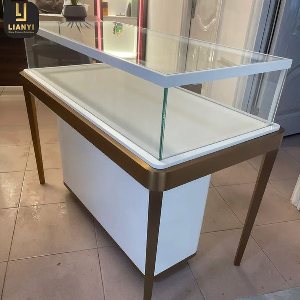Luxury Jewelry Display Showcase Sets Stainless Steel Jewellery Showroom Display Furniture Cabinet Design