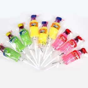 hot sale fruity hard lollypop wholesale high quality cola bottle shape lollipop sweet