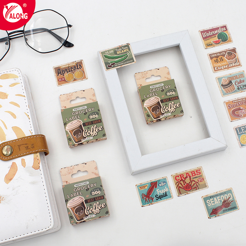 Zhejiang Yalong Sticker Printing Co., Ltd. Yalong Department Store Label Box Sticker Self-adhesive Retro Label Sealing Stick Hand Curtain Decorative Sticker Custom