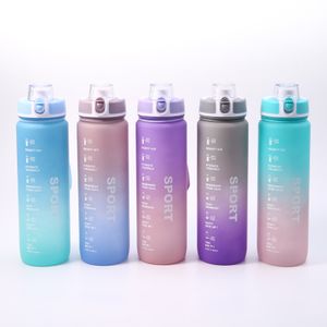 Motivational Water Bottle 32oz Leakproof Tritran BPA Free Water Bottle with Time Marker  Botella de Agua Deportiva