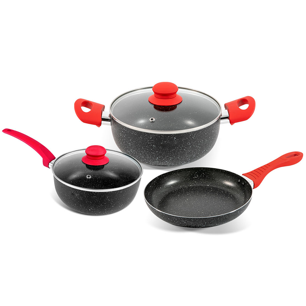 Jinhua Synmore Machinery Factory customized non stick kitchen cookware set nonstick granite casserole soup pan and fry pan set nonstick home cooking set