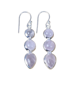925 Sterling Silver Gemstone Natural Pink Rose Quartz Handmade Jewelry October Birthstone Earrings Gift For Her Stone Earrings