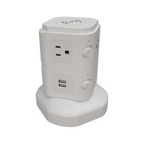 6Ac Us Outlet Qi Wireless Charger Charging Station Surge Protector Smart Tower Power Strip With Usb And Retractable Cord