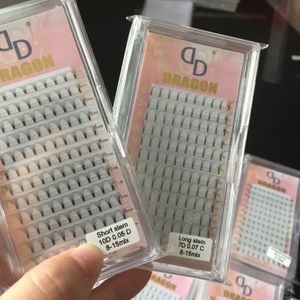 Wholesale 0.05 0.07 short stem Lash Extensions Long Stem Premade Fans 3d 5D 7D 10D Premium Dark Matte Black Lash Extensions