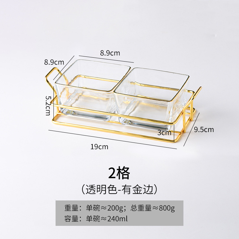 Guanxian G&G Crafts Factory Deluxe Glass Plate Dried Fruit Multi Compartment Food Tray Crystal Glass Tray Set Fruit Tray Nut Candy Snack Bowl