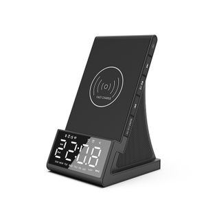 5 in 1 Multi-Functional Wireless Charger LED Display Alarm Clock FM Radio and BT Speaker For Mobile Phones