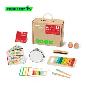 Montessori Music Play Set Instrument Xylophone Tambourine Shakers Harmonica Toy Educational Box for Kids
