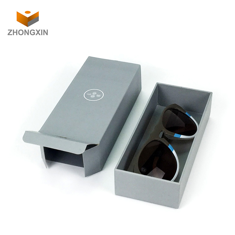 High Quality Newest Fashionable Custom Logo Gray Paper Sunglasses Folding Drawer Packaging Box
