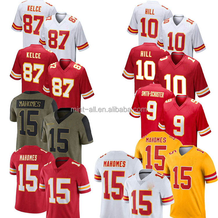 Shenzhen M&T Import and Export Co., Ltd. Mens' Stitched Vapor Limited USA Football Jerseys Red #15 Patrick Mahomes #9 JuJu Smith-Schuster #87 Travis Kelce #10 Pacheco