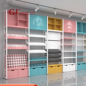 Customized Single Side Metal Wall Display Stand Retail Store Free Combination Shelf Shopping Mall Furniture Cosmetic Display