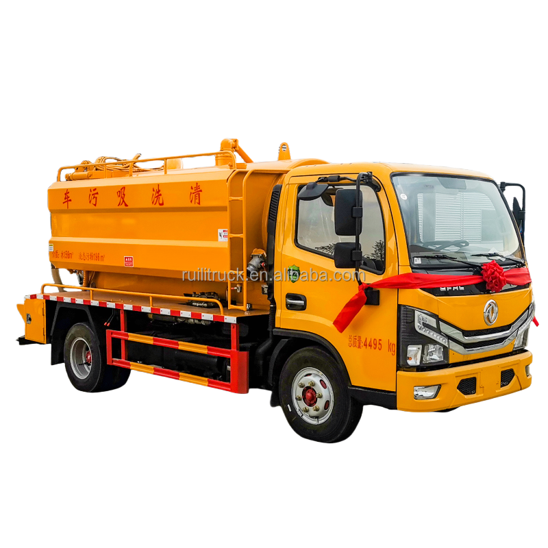 High Performance Diesel Vacuum Pump Sewage Truck 6cbm Manual Automatic Transmission 4x2 Drive Used Septic Tank Cleaning Suction