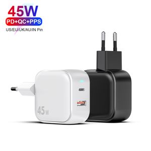 PD3.0 45W Fast Charging Wall Charger 20W 18W QC3.0 USB A Type C Multifunction Mobile Chargers Portable Travel Adapter US EU UK