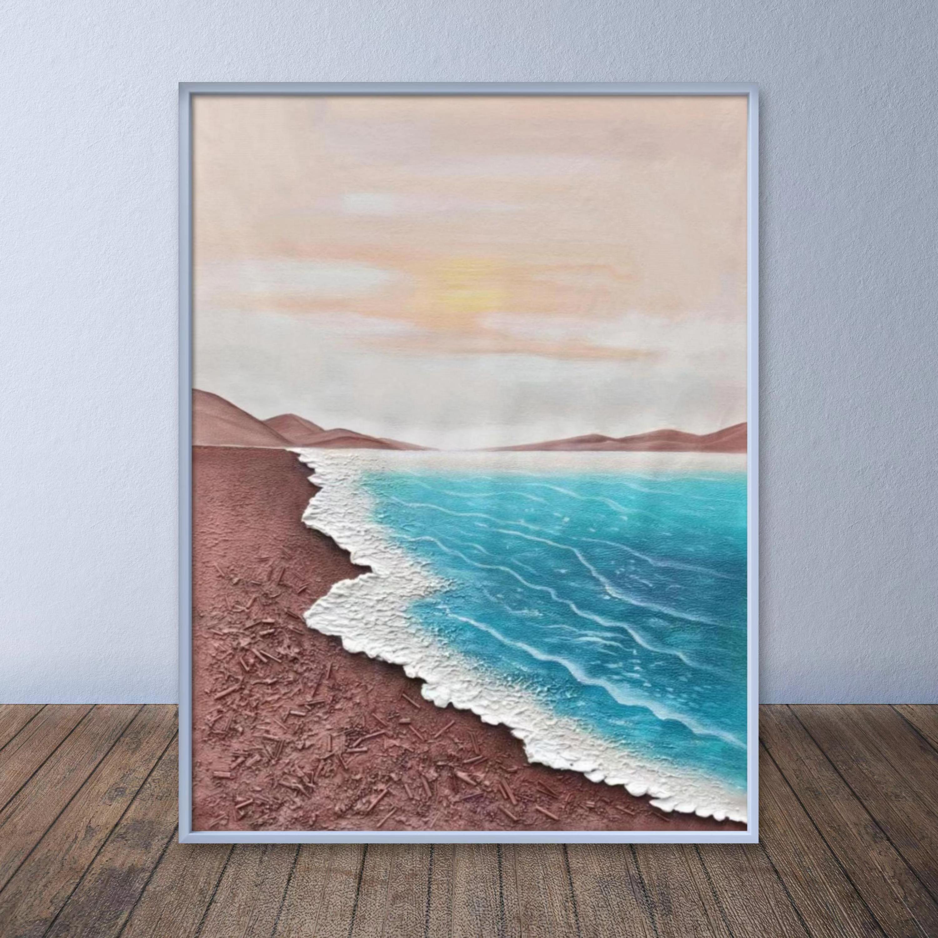 Shenzhen Number Two Crafts Co., Ltd. Pure water painting three-dimensional oil painting blue waves high-end feeling handcrafted texture decoration painting