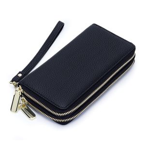 Long Purse Women New Simple Fashion Double Zipper Clutch Bag Large Capacity Mobile Phone Inside And Outside Full Leather Wallet