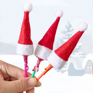 House Accessories Mini Red Christmas Hat For Lollipop Wine Bottle Cover Home Christmas Decoration Mini Santa Hat