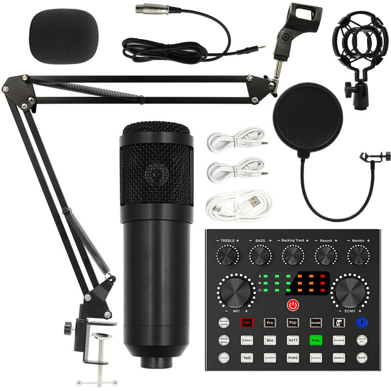 XY Sound card set V8 Card Podcast Microfone Pod Cast Mic Karaoke Kit Usb BM800 Live Recording Studio Condenser Microphone