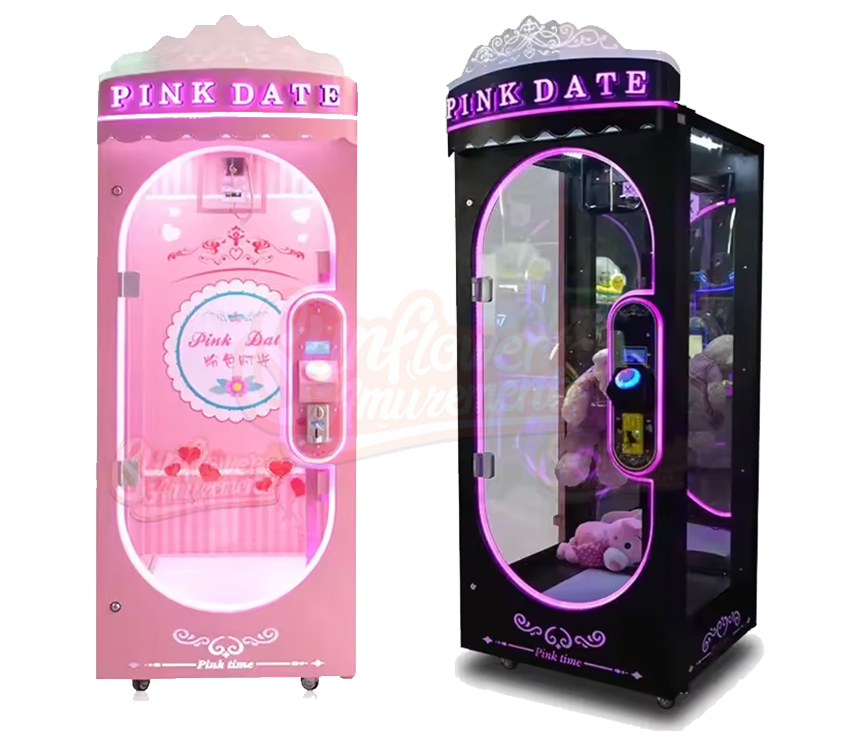 Coin Operated Game Machine Indoor Colorful Prize Machine Cut Prize Games Toy Crane Claw Pink Date