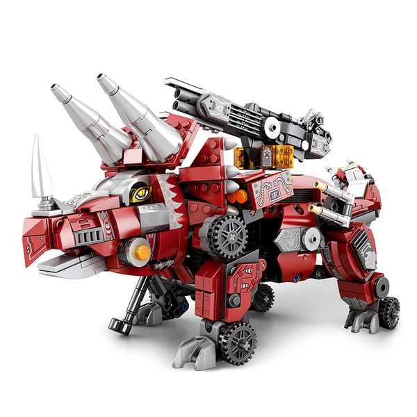 Electric Mechanical Triceratops building blocks3 in 1 Fighting Tank Robot Dinosaur model assemble Cool boys gift toy