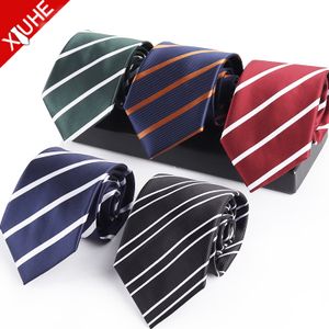 Classic Design Ties Black Solid Red Woven Necktie Custom Polyester Striped Mens Tie