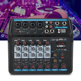 Mini 6 Channel USB Audio Mixer Console with Wireless Connect Audio Sound Mixing Console DJ Mixer Controller