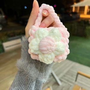 Fluffy FLower Crochet Knit Headset Storage Bag Protective Earphone Case Cover Christmas Easter Mother's Day Valentine's Day Gift