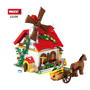 WOMA TOYS 12108 720pcs CPSIA Farm House Animal Granary Building Block Brick Kids Toys Set