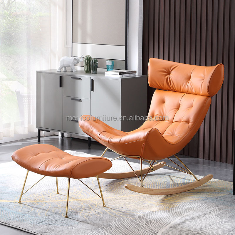 Ganzhou Monikou Technology Co., Ltd. Modern style living room sofa synthetic leather sofa casual rocking chair comfortable single lounge chair