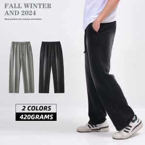 wholesale custom Streetwear Jogger Blank Printed High Quality 100% Cotton Heavyweight 420G Custom Sweatpants Men