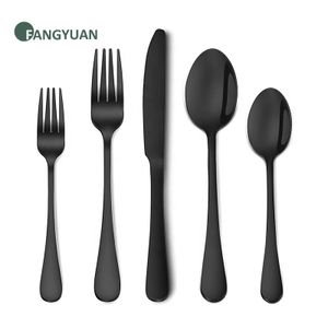 FANGYUAN modern handle 1010 high quality mirror stainless steel black silverware cutlery sets for wedding events