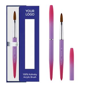 Bluekins High Quality Cosmetic Holder Case Bag Manicure Round Metal Handler Custom Logo Kolinksy Acrylic Nail Brush Pink