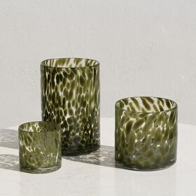 Custom Wholesale Speckled Glass Candle Holders Mouth Blown Colorful Lantern Vases Hurricanes for Home DecorPopular