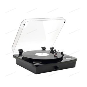 Wooden Varnished Turntable Record Player Tocadiscos with Speaker