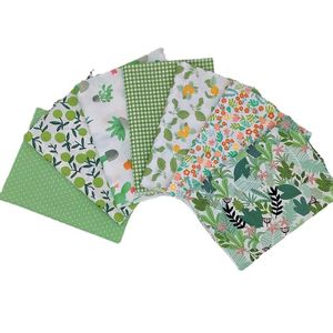 Bulk Wholesale 8Pcs No Repeat Green Design Printed Floral Cotton Fabric Quilting Squares for Patchwork