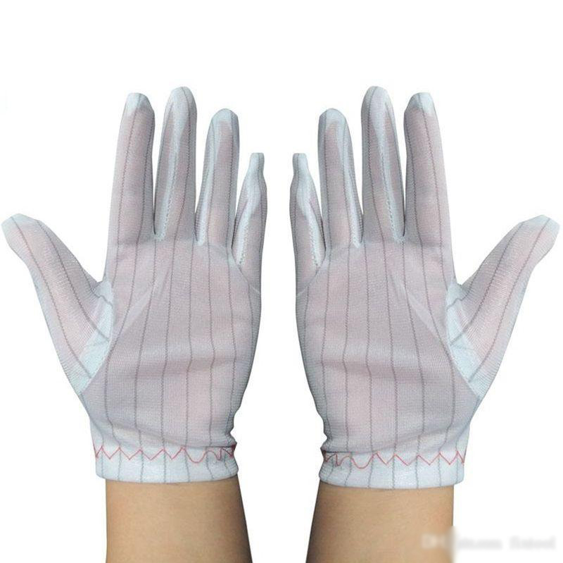 ESD Anti-Static Safety Gloves Conductive Carbon Wire Conductive Carbon Wire industrial white PU dots carbon For Electronic