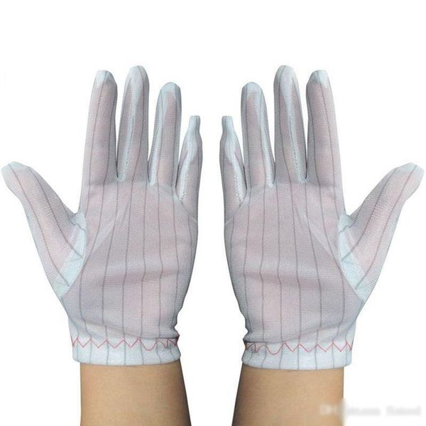 ESD Anti-Static Safety Gloves Conductive Carbon Wire Conductive Carbon Wire industrial white PU dots carbon For Electronic