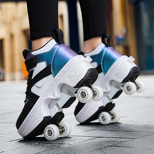 New design Skate With Wheels Led Luminous Deformation Roller Shoes for wholesales wholesale shoes