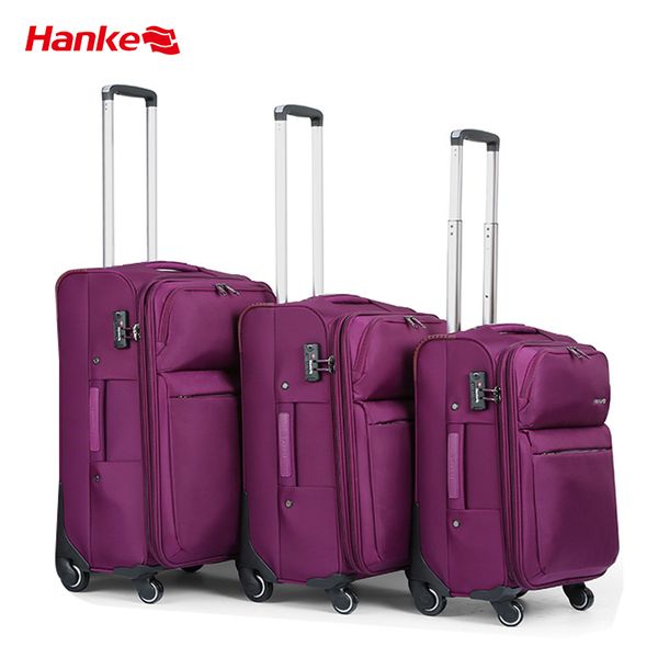Hanke factory supply wheel hand carry luggage bags business travel fabric trunk zipper luggage suitcase