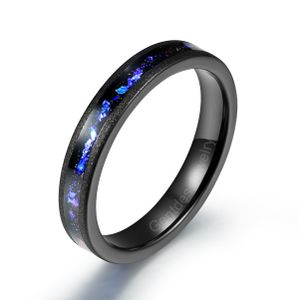 Gentdes Jewelry Custom Fashion Rings Jewelry 4MM Sandblast Black Color Tungsten Ring Inlay Blue Foil Engagement Wedding Rings