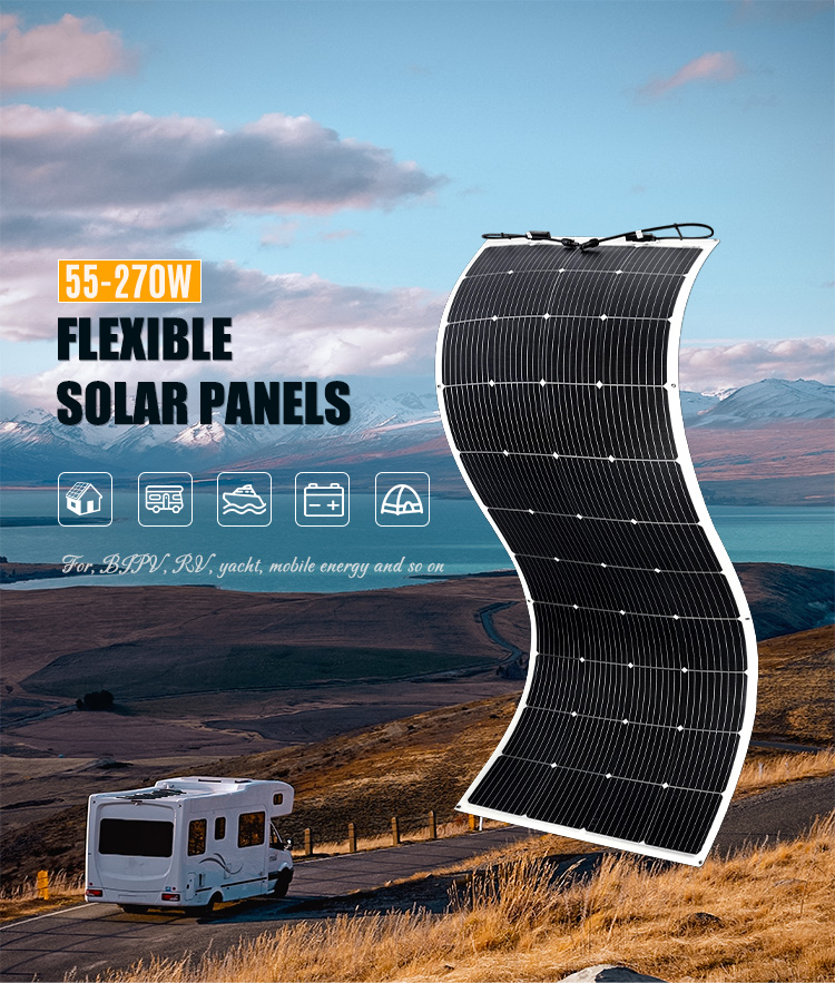 Factory OEM brand  ETFE Flexible solar panel 100W 120W 200W 300W Monocrystalline Silicon Pv for Balcony energy System