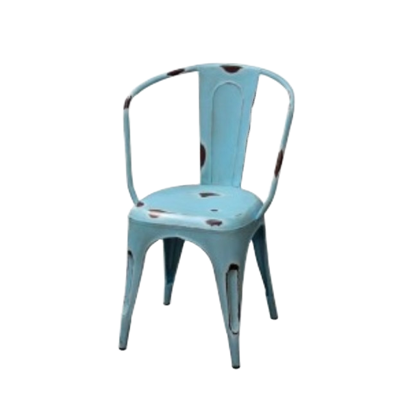 Industrial & Vintage Farmhouse Style Iron Metal Dining Chairs Distressed Painted High Quality Colorful Home Office Restaurant