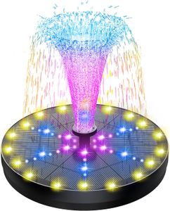 Solar Fountain for Bird Bath Outdoor Ornaments 60 LED Lights Solar Powered Energy Floating Fountain