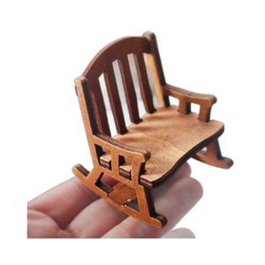 Dollhouse European Vintage Wooden Rocking Chair Mini Christmas Decoration Set Accessories