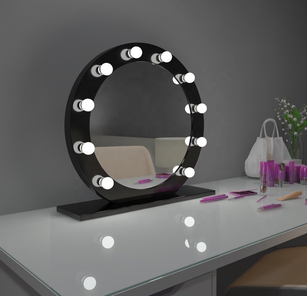 Lighted Hollywood Style Led Makeup Vanity Desk Mirror With Dimmer Desktop Mirror  Smart Touch Sensor Switch