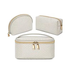 Waterproof Cosmetic Bag Set Portable Travel Cosmetic Bag Multifunction  Organizer Storage Weave Toiletry Bag for Women