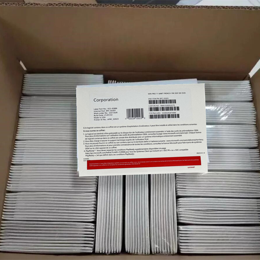 Win 11 Pro/Home Key OEM DVD With COA Sticker 100% Online Activation 12 Months Warranty Win 11 Professional OEM