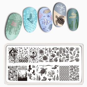 Custom Underwater World Series Nail Stamping Plate Rectangular Nail Stamping Plate