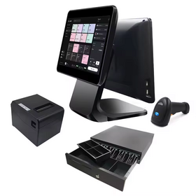 Supplier dual screen 15.6 inch capacitive touch+13.3 inch 1366*768 Core I3 processor 4+64GB win7/10 POS AIO machine for retails