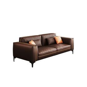 New Arrivals Brown Exquisite Three Seater Luxury Leather Comfortable Modular Office Sofa